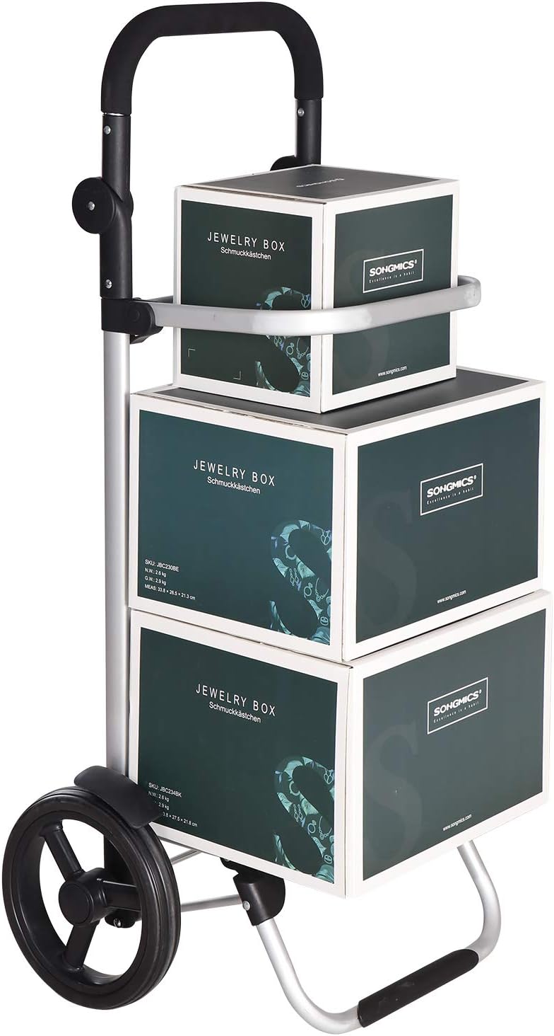 SONGMICS Carucior de cumparaturi piata, pliabil, compartiment frigorific, multifunctional, 44x35x100 cm, gri