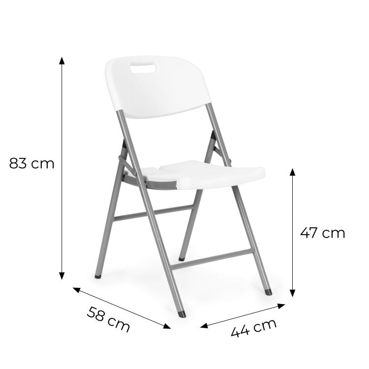 Set 2 scaune pliante 44x58x83 cm, structura metal si sezut HDPE, pliabile si usoare, alb
