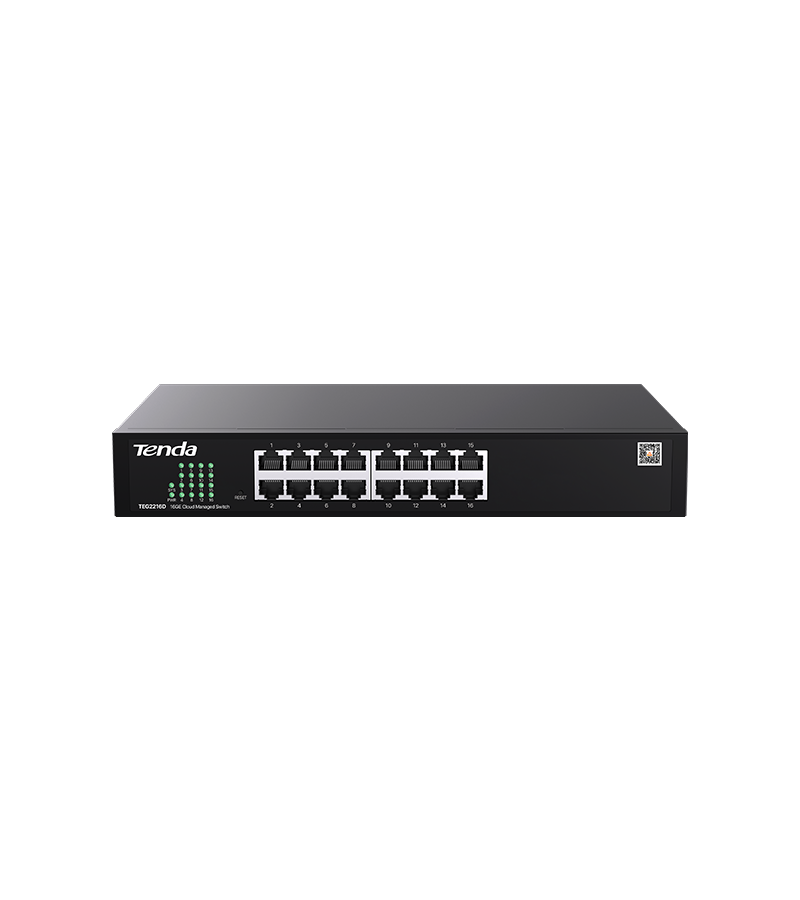 SWITCH TENDA managed, 16 porturi gigabit RJ-45, management Tenda CloudFi, metalic "TEG2216D"