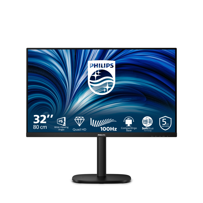 Monitor Philips 31.5" 32B2N3500/00, Diagonal (inch): 31.5, Diagonal (cm): 80, Aspect ratio: 16:9, Panel: IPS, Resolution: 2560x1440, Refresh Rate: 100Hz, Response time GtG: 4ms, Brightness (max): 350 cd/m², Contrast (static) : 1000:1, Contrast (dynamic): 
