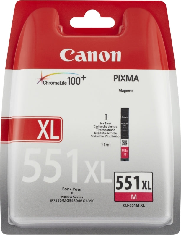 Cartus Cerneala Original Canon Magenta, CLI-551XLM, pentru Pixma IP-7250|8750|IX-6850|MG-5450|5550|5650|6350|6450|6650|7150|7550|MX-725|925, 11ml, , "BS6445B001AA"