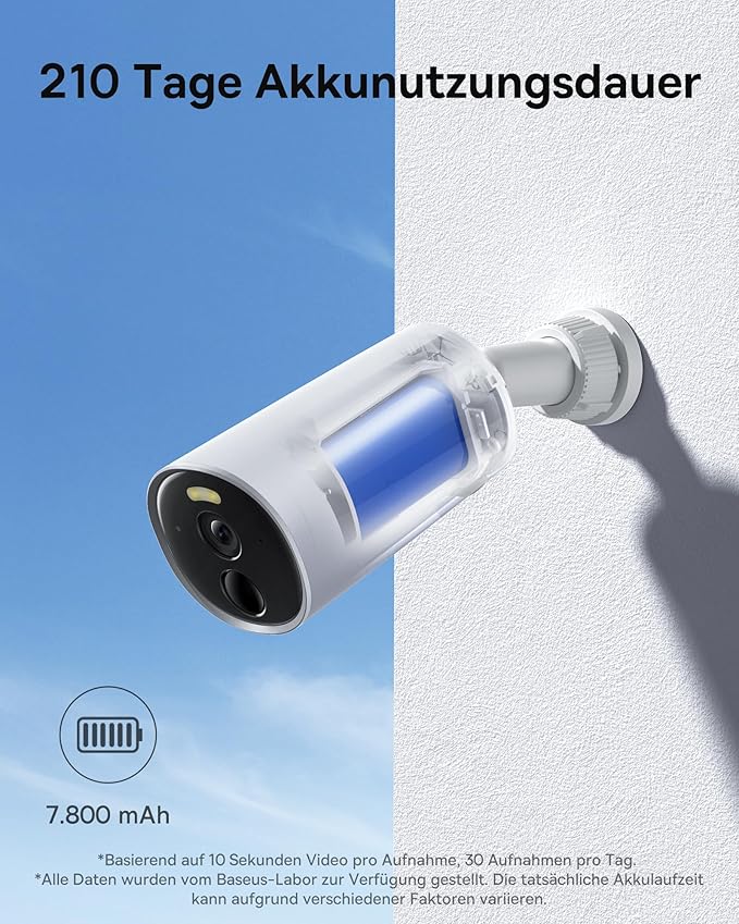 CAMERA IP Exterior Baseus B1, 2K QHD 2304 x 1296, acumulator integrat durata viata pana la 210 zile, unghi pana la 145 grade, IP67, dist. IR 30 m, tip lentila fixa 3 mm, 3 Mpx, wireless, mic, plastic, slot SD card, "S0SV002130" (timbru verde 0.8 lei)