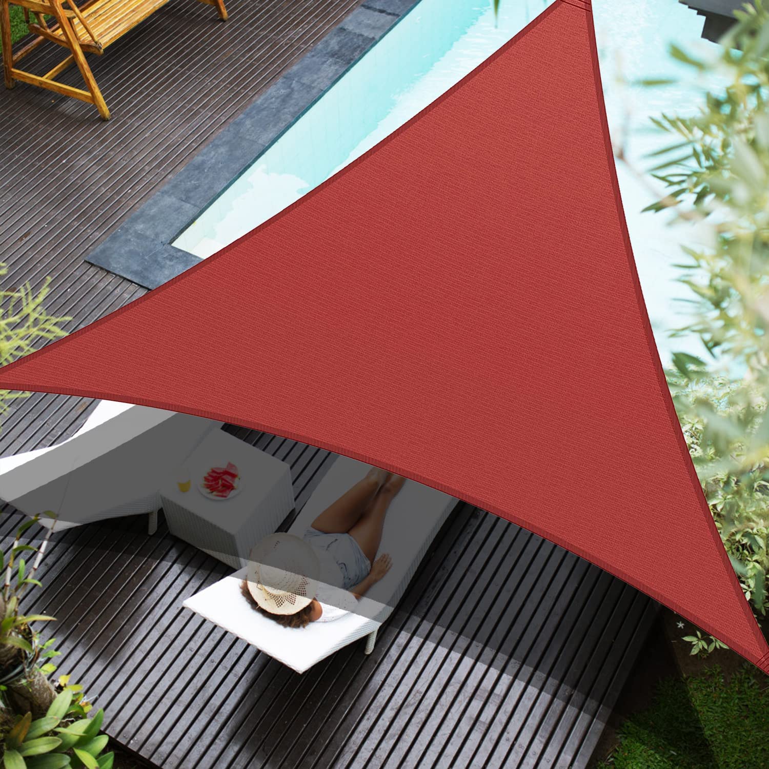 Copertina prelata de soare Ambiance, triunghiulara, impermeabila cu protectie UV, 3x3x3m, caramiziu