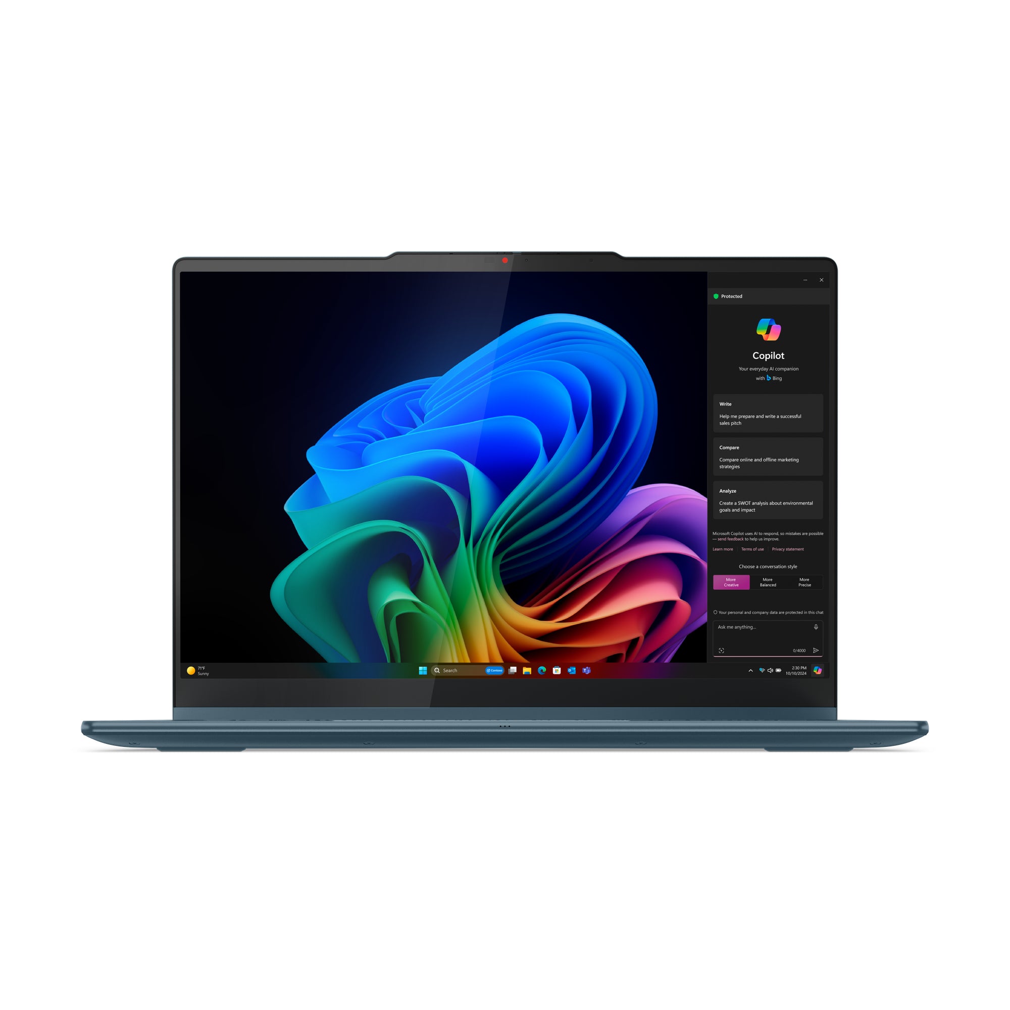 14 Yoga 7 2-in-1 14AKP10, WUXGA OLED Touch, Procesor AMD RyzenTM AI 5 340 (16M Cache, up to 4.8 GHz), 24GB LPDDR5X, 1TB SSD, AMD Radeon 840M, Win 11 Home, Tidal Teal, 3Yr Onsite Premium Care "83JR002ERM" (timbru verde 3.5 lei)