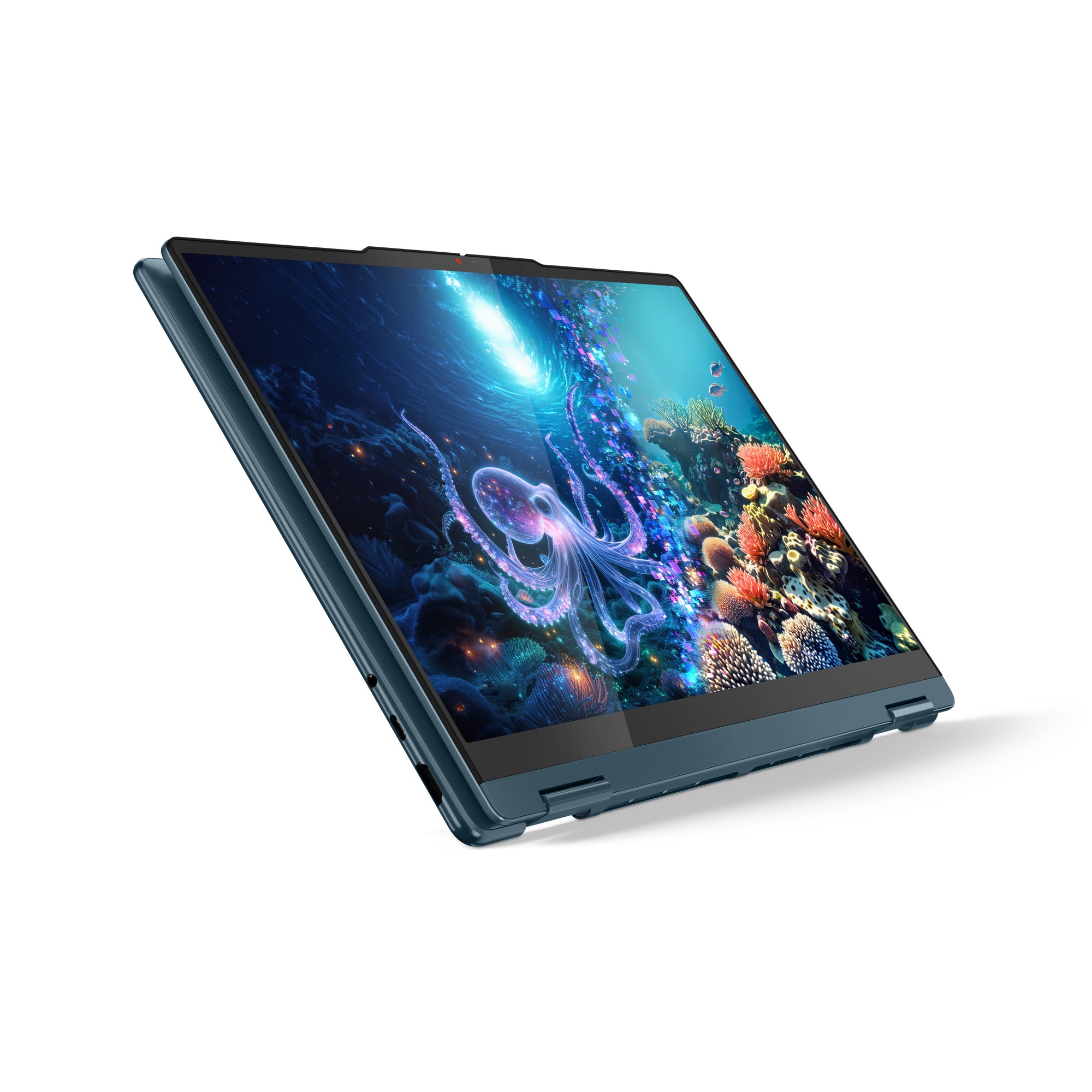 14 Yoga 7 2-in-1 14AKP10, WUXGA OLED Touch, Procesor AMD RyzenTM AI 5 340 (16M Cache, up to 4.8 GHz), 24GB LPDDR5X, 1TB SSD, AMD Radeon 840M, Win 11 Home, Tidal Teal, 3Yr Onsite Premium Care "83JR002ERM" (timbru verde 3.5 lei)