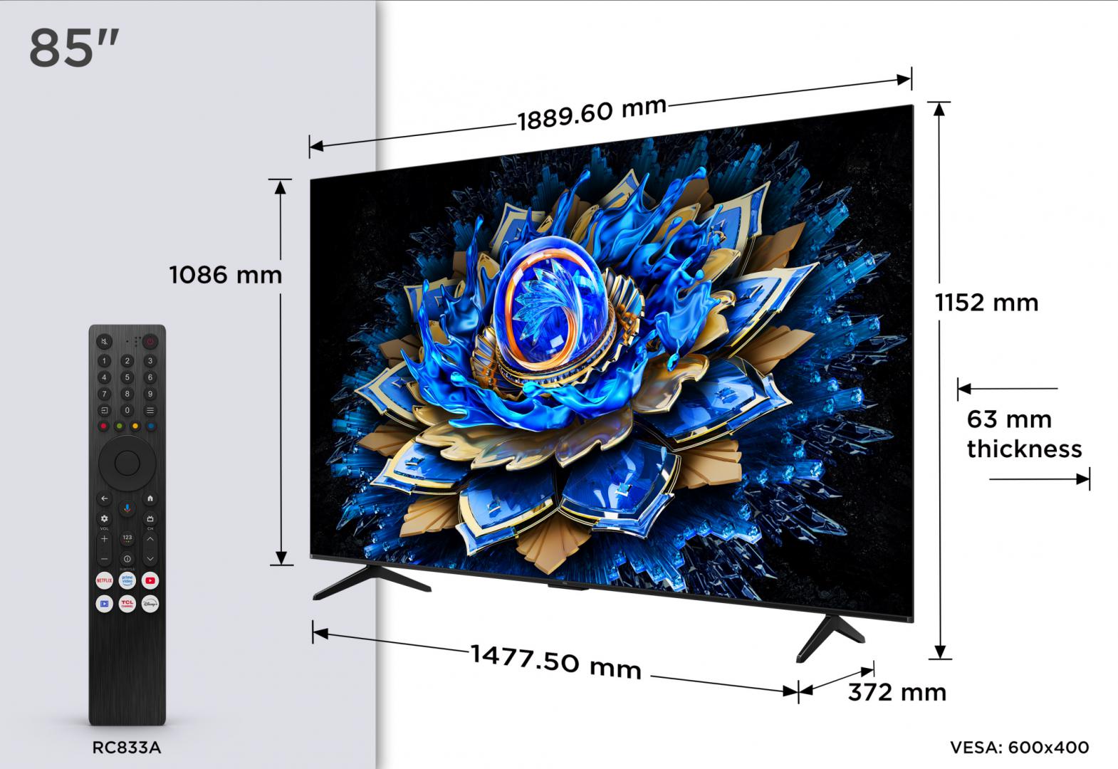 QLED TV 4K 85(215 cm) TCL 85T69C "85T69C"