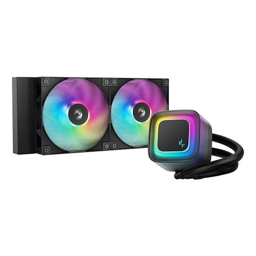 COOLER DeepCool "LE240 V2", skt. LGA1851, LGA 1700, AM4, AM5, racire cu lichid, 2 x 120mm, 500 - 2100 RPM, RGB adresabil, negru "R-LE240-BKAMMC-G-2"