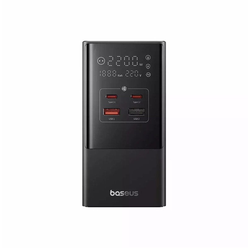 INCARCATOR RETEA Baseus PowerCombo Tower Digital Powerstrip, Quick Charge 35W, 3 x AC, 2 x USB Type-C Output 5V/3A, 2 x USB, lungime cablu 1.5m, negru "E00023606113-00" - 6932172631918