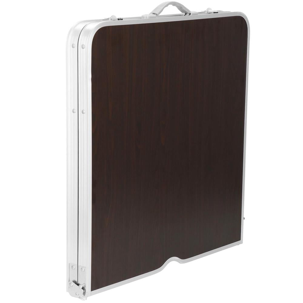 Set masa camping pliabila blat MDF cu 4 scaune, 120x60x60/70cm, Maro Negru