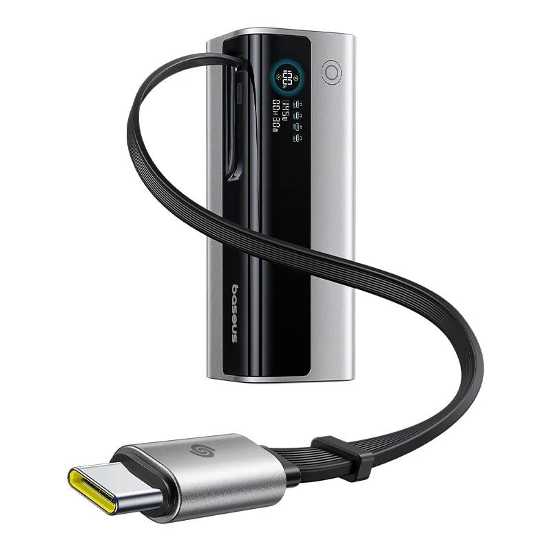 POWER BANK Baseus EnerGeek GR11, 20000mAh, 145W, 2 x USB Type-C, 1 x USB, cablu integrat USB Type-C, display, argintiu, "E0027B02" - 6932172691738