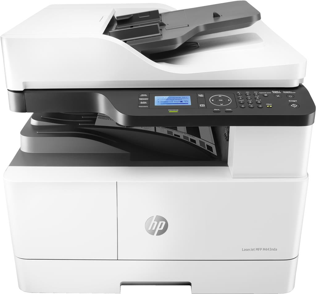 Multifunctional laser Mono HP MFP M443NDa, A3, Functii: Impr.|Scan.|Cop., Viteza de Printare Monocrom: 25ppm, Conectiv:Retea, Duplex:Da, ADF:Nu 