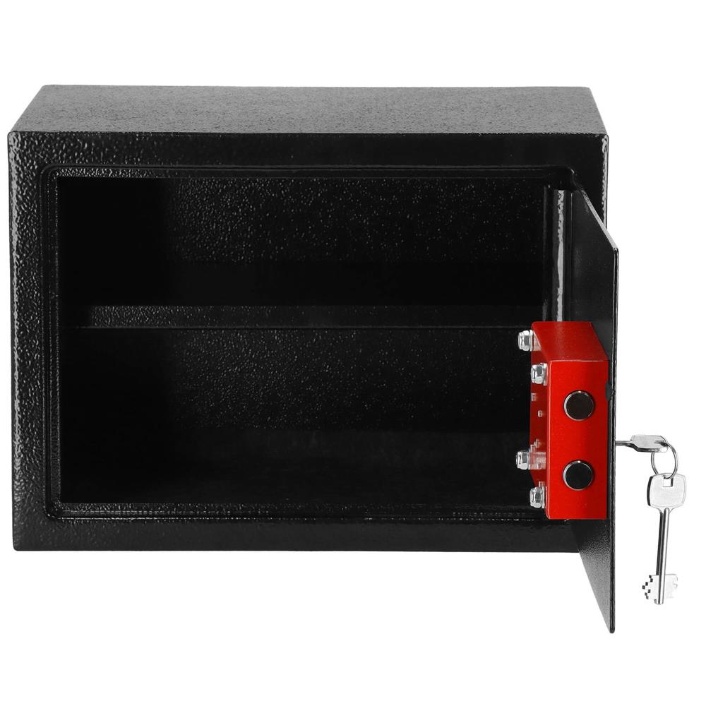 Seif standard cu cheie, 250x350x250 mm, Otel, Negru
