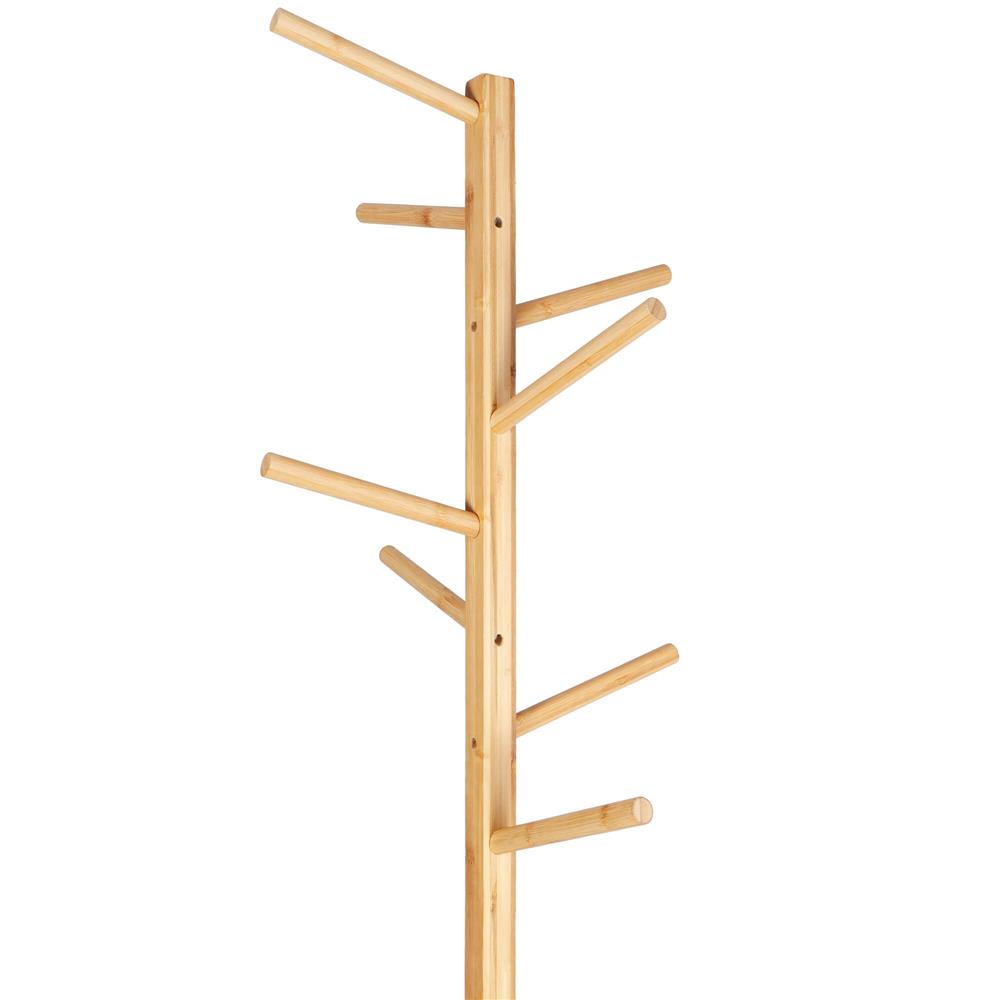 Cuier tip pom din bambus cu baza de granit, 8 agatatoare, 182cm, natur