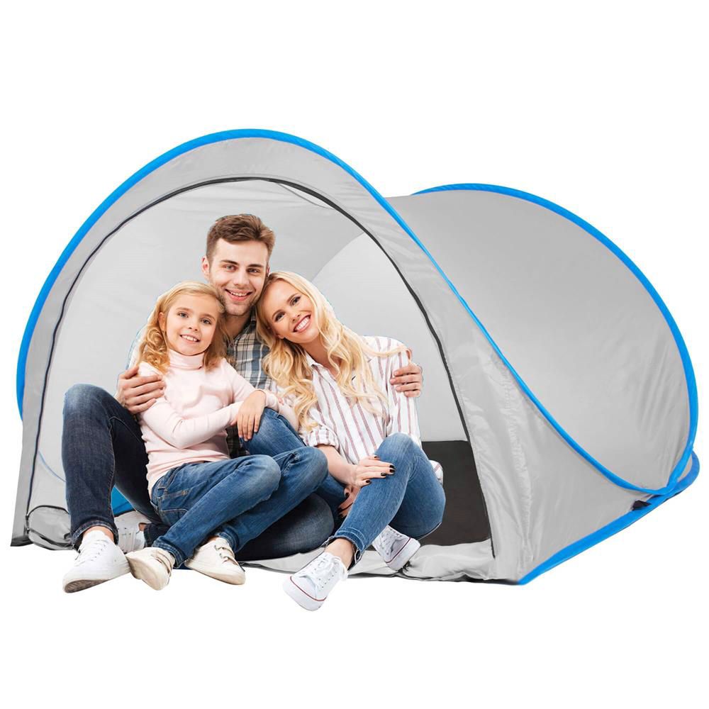 Cort plaja si picnic semi-deschis Sersimo, protectie UV, 200x120x110cm, gri