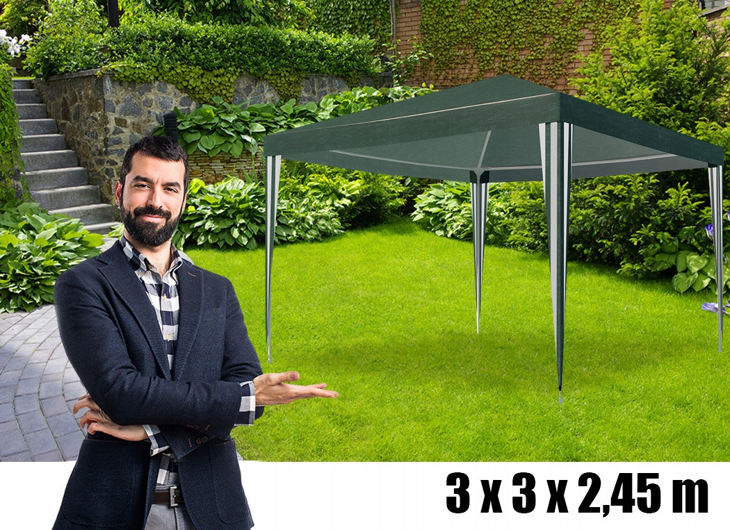 Cort pavilion de gradina, 300x300 cm, impermeabil cu rezistenta UV, verde