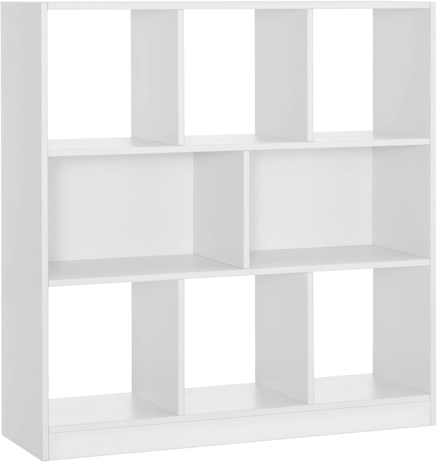 VASAGLE Biblioteca, raft cu 8 unitati de depozitare, pentru living, din lemn, 30x98x100cm, alb