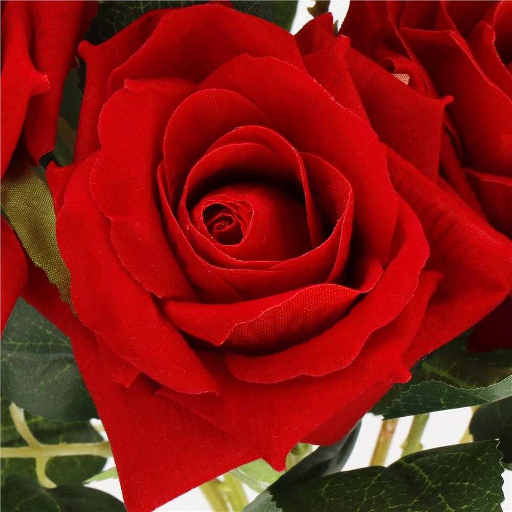 Buchet de flori artificiale din poliester, 6 fire trandafiri, 55cm, rosu