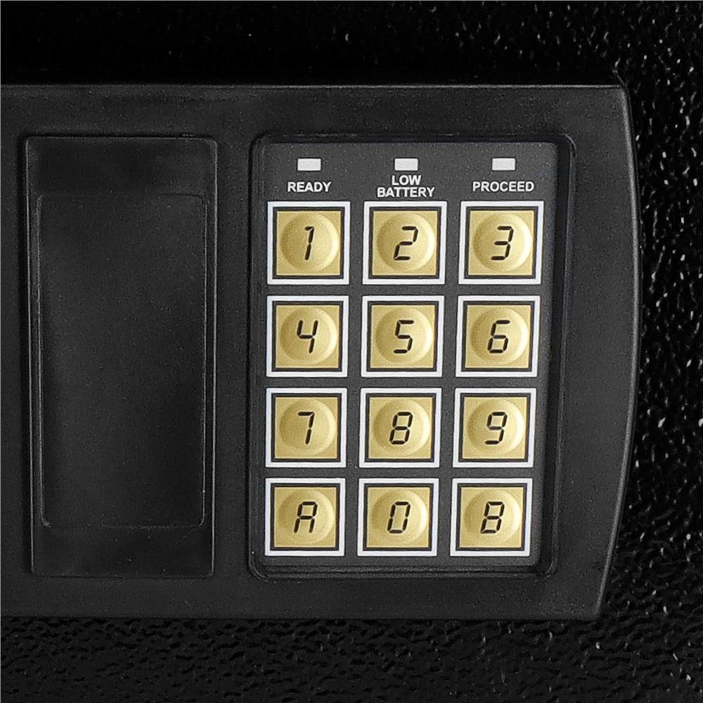 Seif electronic standard cu cifru si cheie, 200x310x200 mm, Otel, Negru