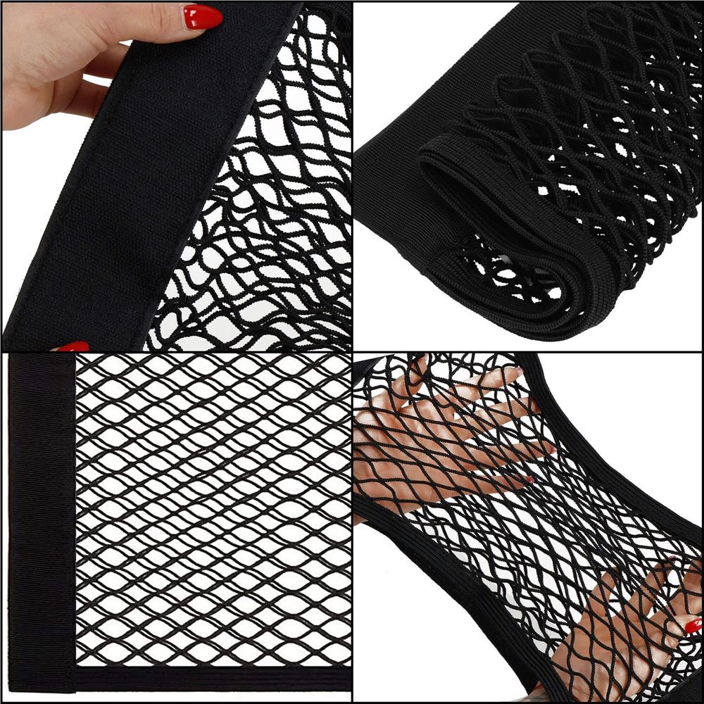 Organizator pentru portbagaj cu plasa, instalare cu arici, 24x50-70cm, negru