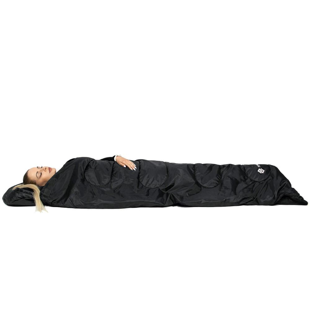 Sac de dormit tip mumie, cu geanta de transport, 210x73cm, 8-20grade, culoare negru