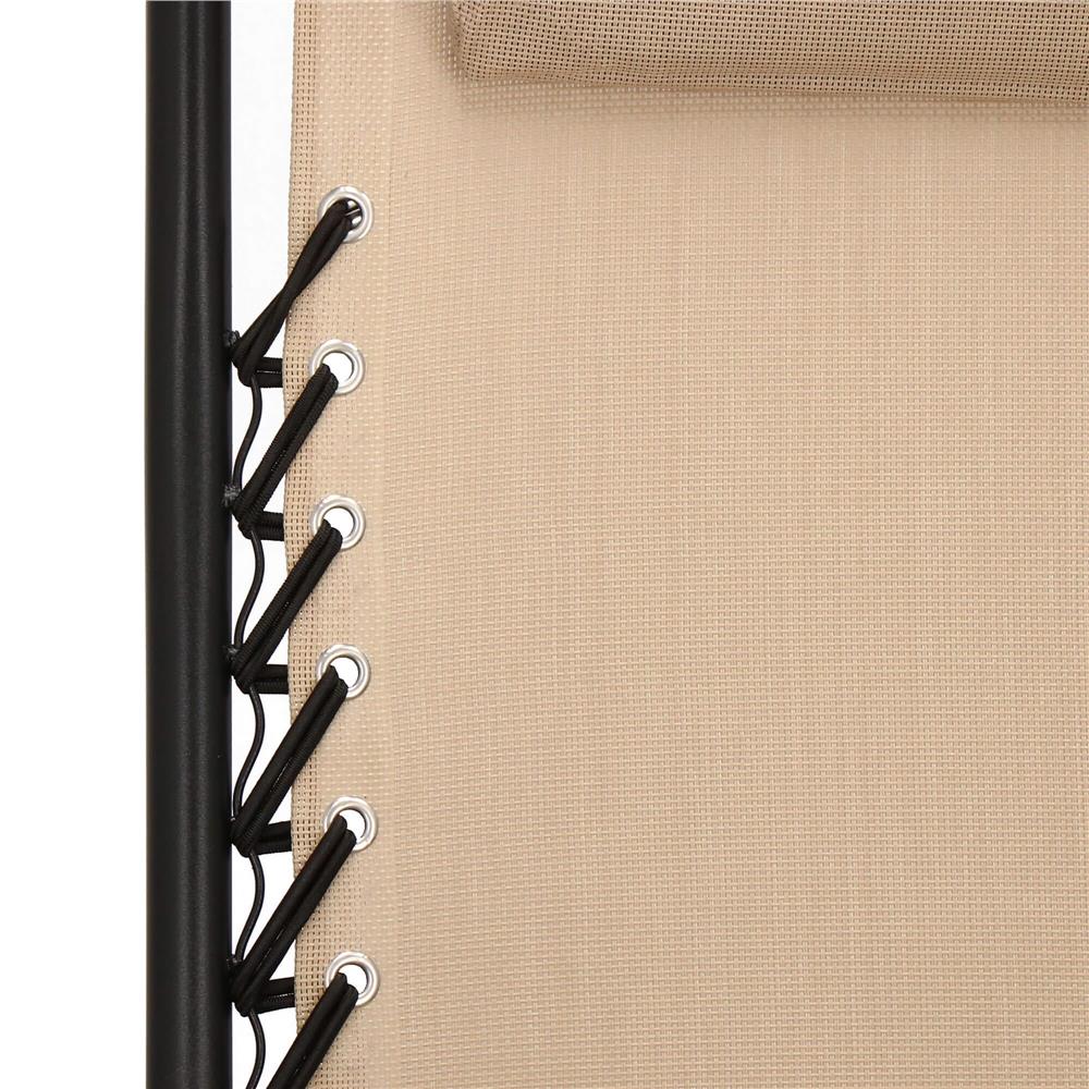 Sezlong scaun pliant plaja sau gradina, Siesta, gravitatie zero, cu tetiera, 175x67x110 cm, bej