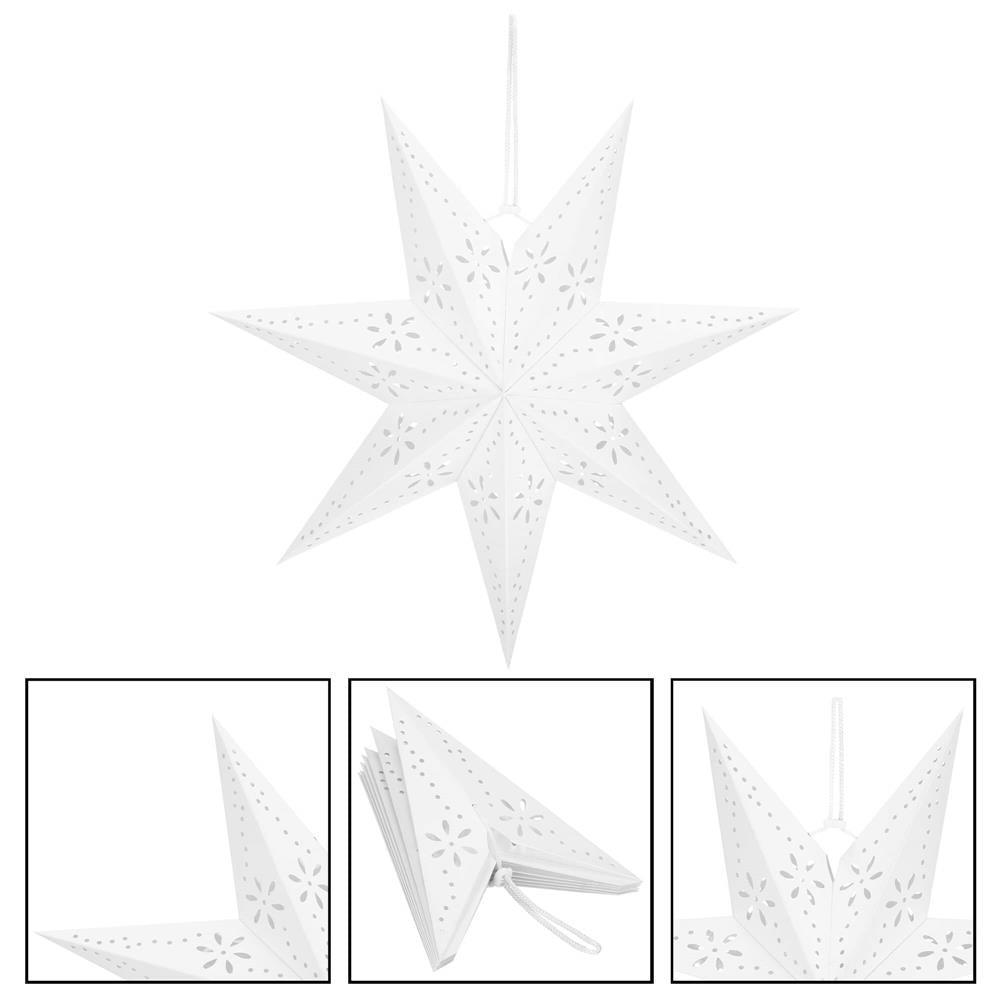 Stea decorativa 3D din hartie ajurata, 50cm, alba
