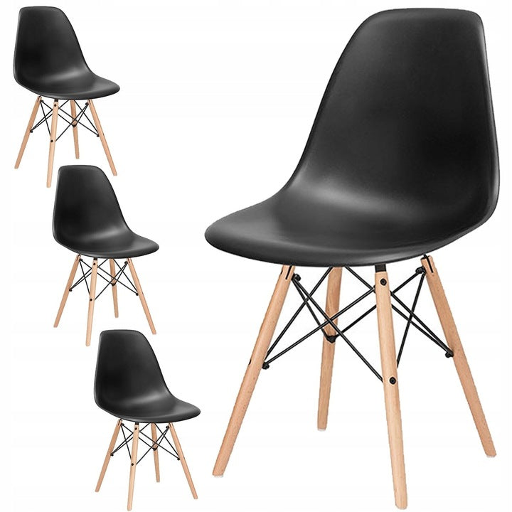 Set 4 scaune dining Scandinav pentru bucatarie, 38x42x82cm, negru