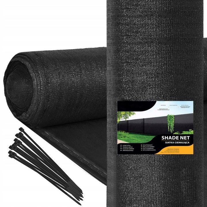 Plasa umbrire si intimitate pentru gard, 1.5m latime, 25m lungime, 140g densitate, negru