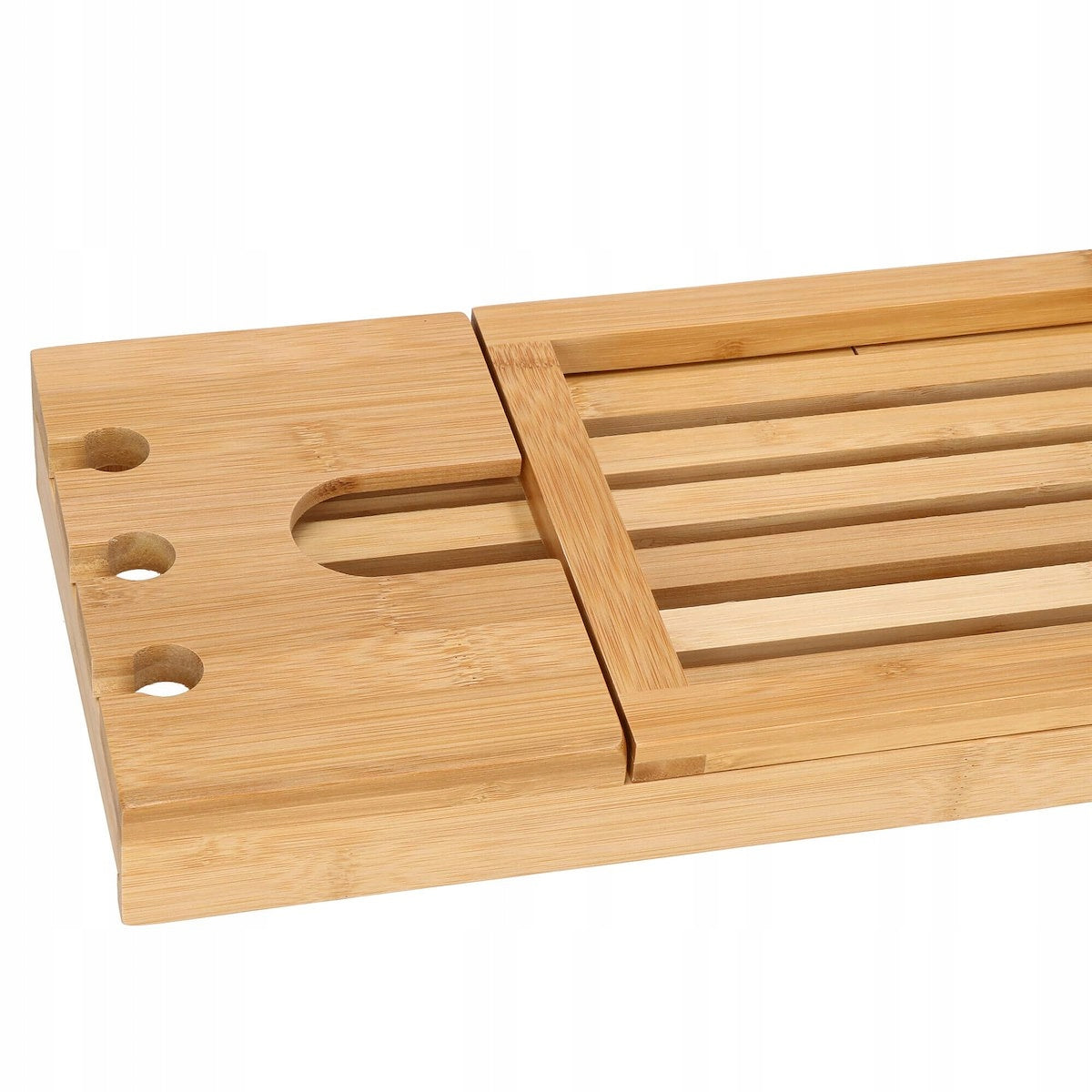 Raft cu tava pentru cada din bambus natural Sersimo 1023, extensibila, 50-93x15cm