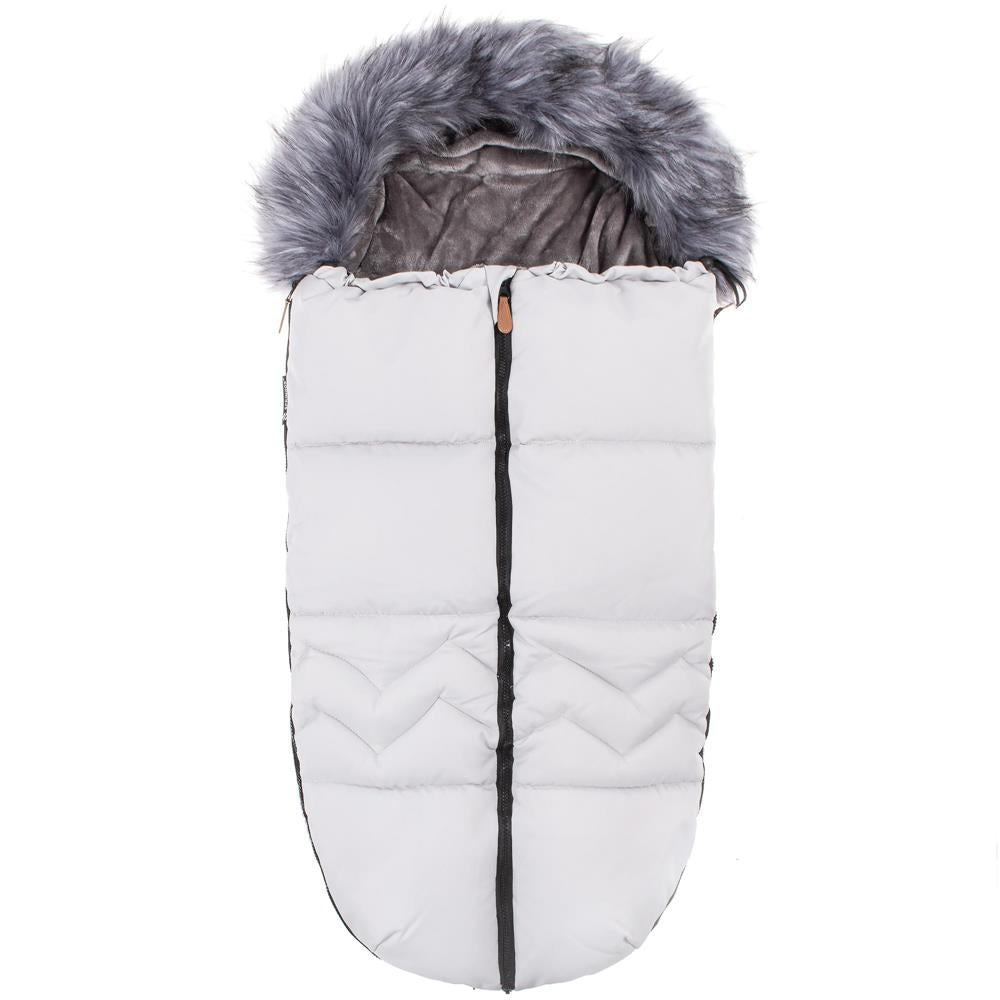 Sac iarna de bebelusi pentru carucior, marime universala, cu gluga, 90x45cm, gri