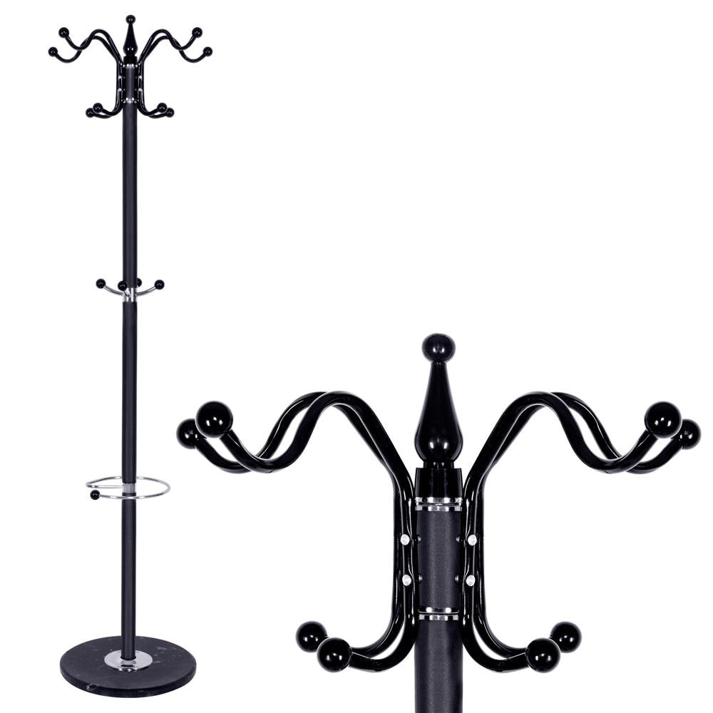 Cuier tip pom din metal Sersimo, 12 agatatoare, 174cm, negru