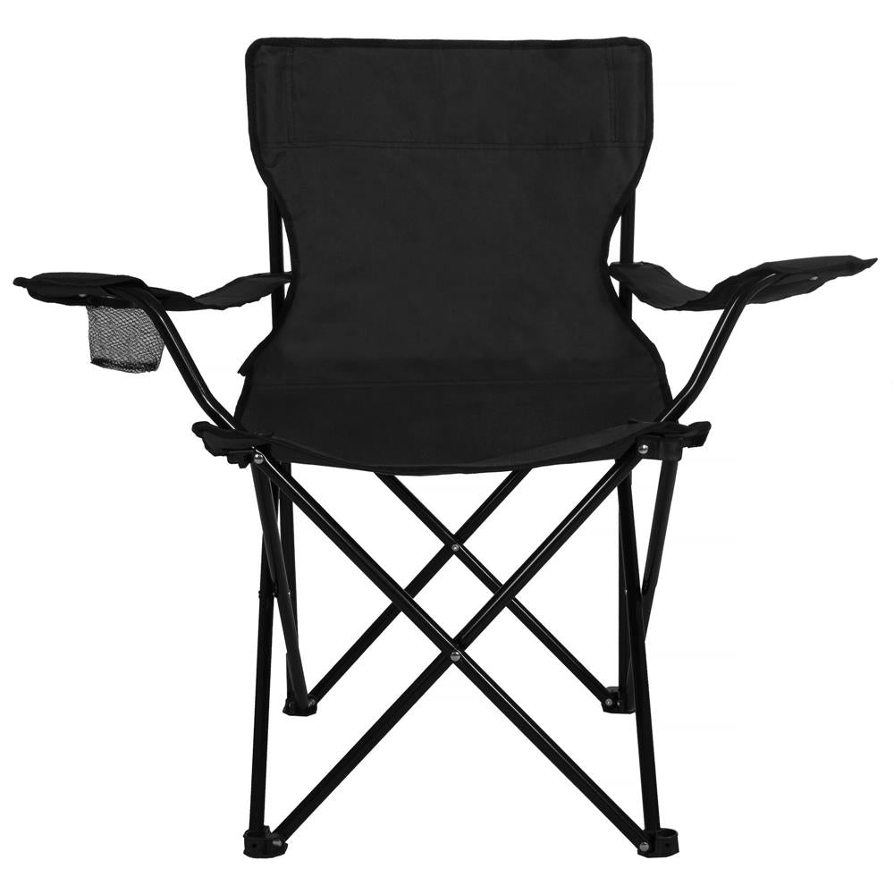 Scaun pliabil camping sau pescuit, cu suport pahar, negru