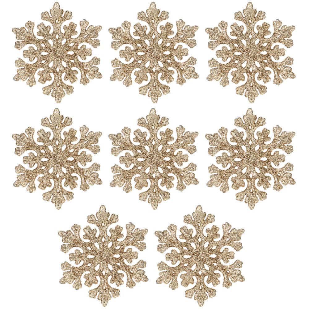 Decoratiune brad fulg de zapada, set 8 bucati, 8cm, auriu