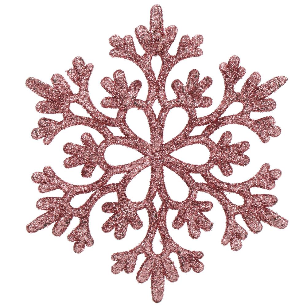 Decoratiune brad fulg de zapada, set 12 bucati, 10cm, roz