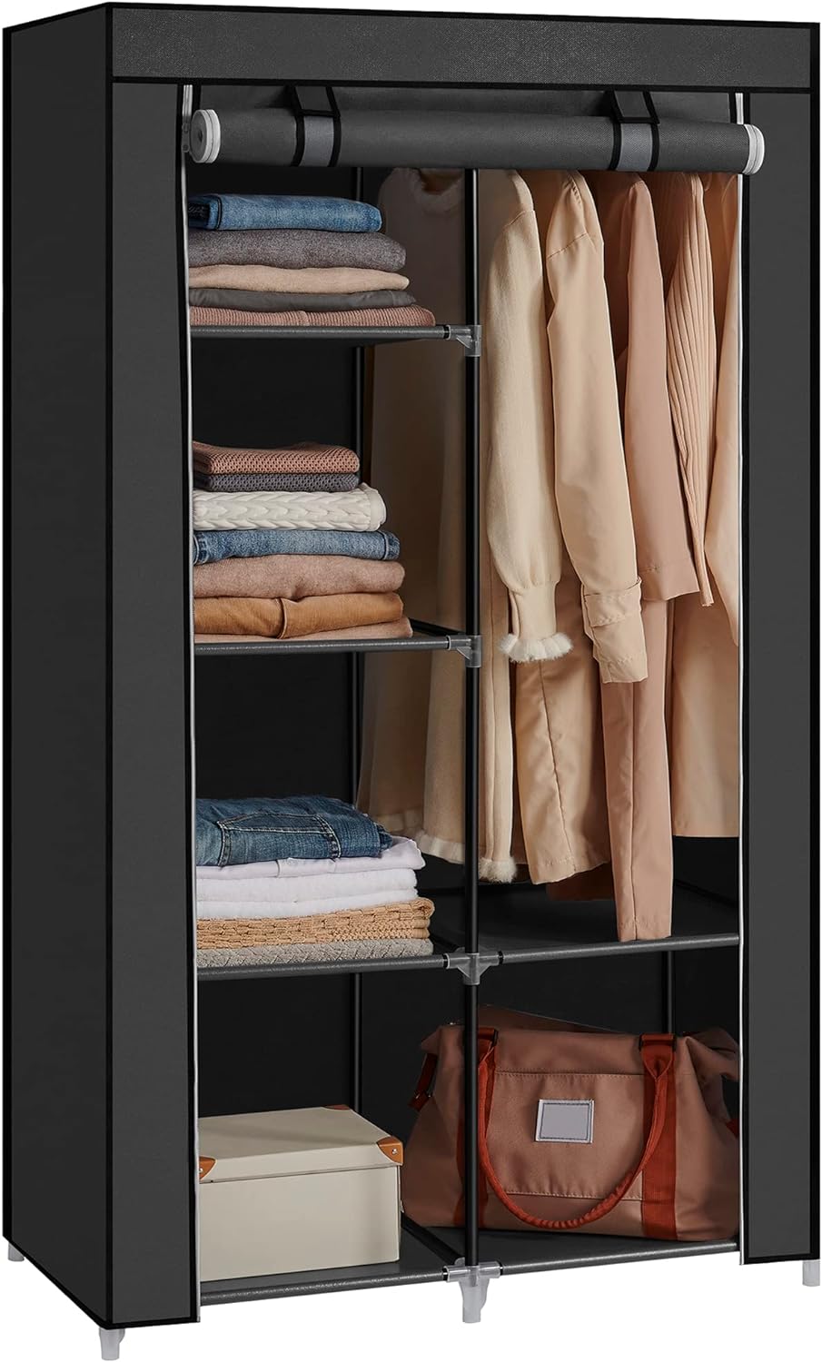 SONGMICS Garderoba pentru depozitarea hainelor, din material textil, design personalizabil, 45x88x170cm, gri