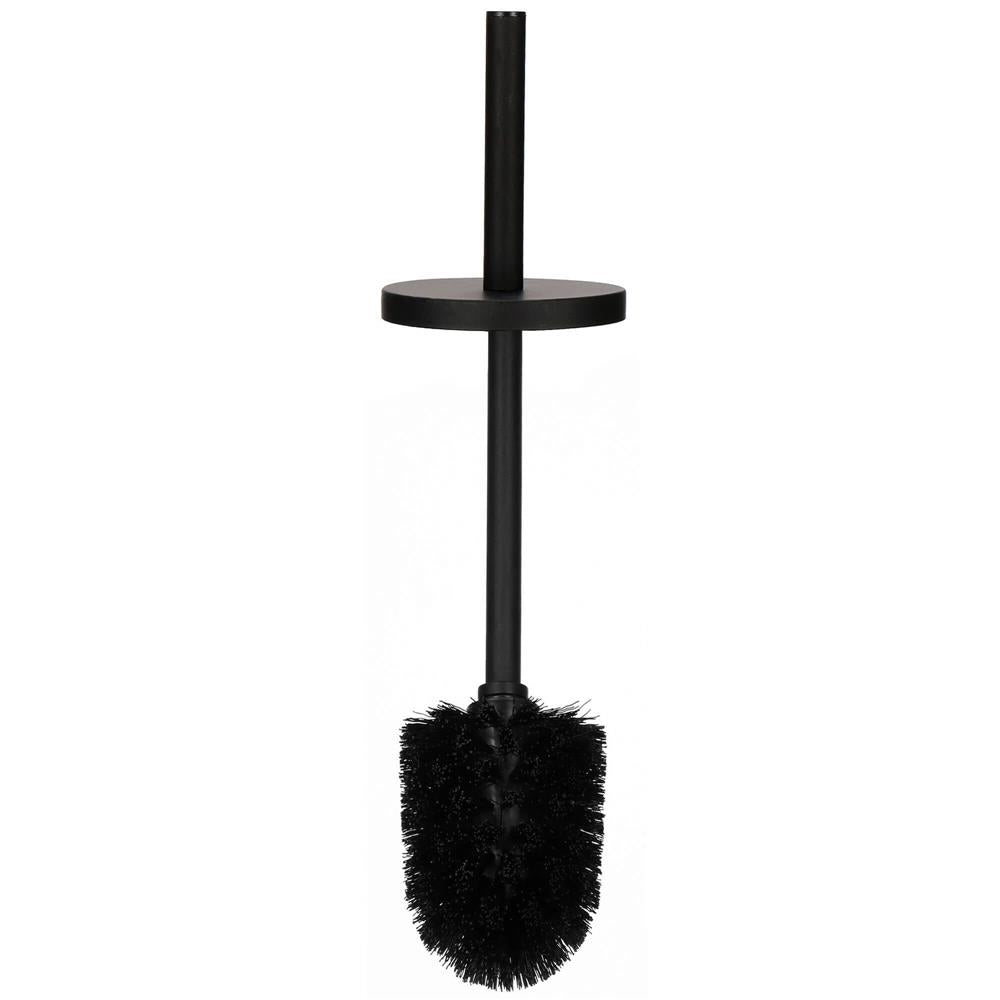 Stand cu perie WC si suport hartie igienica, metal, 80cm, negru mat