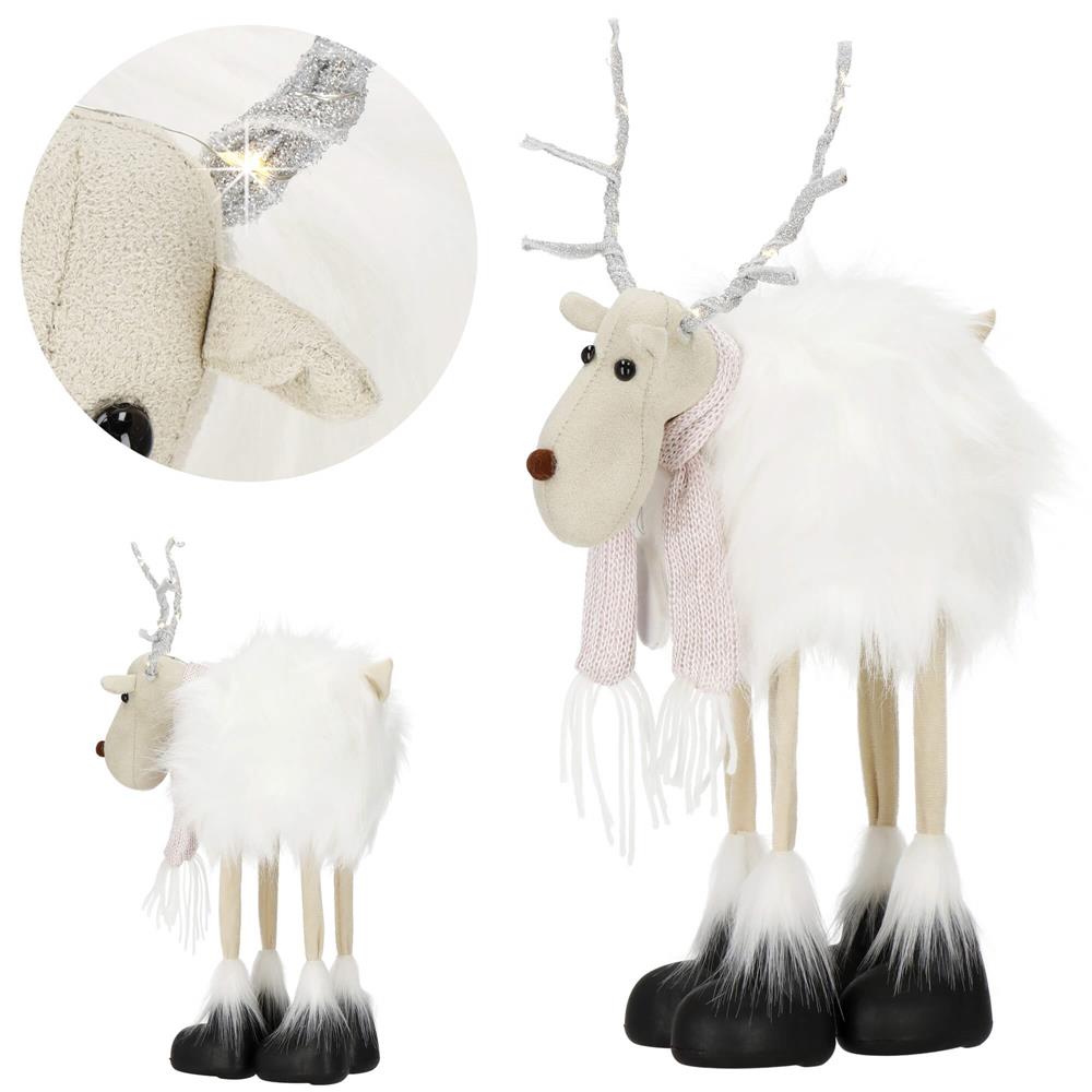 Figurina Craciun, Ren alb cu fular, inaltime 48cm