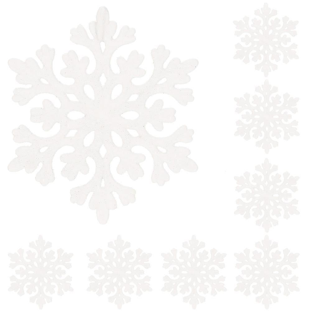 Decoratiune brad fulg de zapada, set 8 bucati, 8cm, alb