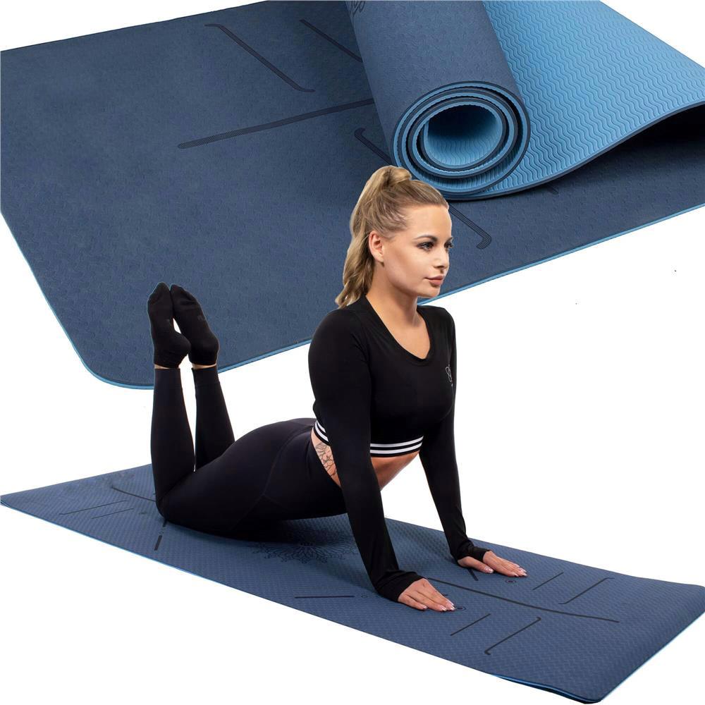 Saltea pentru antrenament, yoga, fitness, aerobic, pilates, exercitii la sol, 183x61cm, albastru