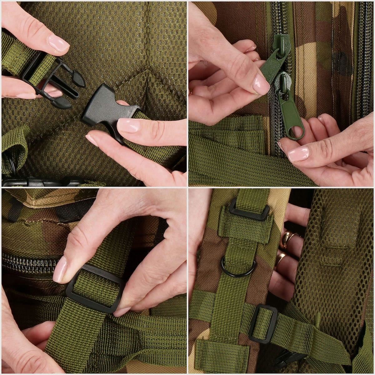 Rucsac militar pentru drumetie, impermeabil, ultra usor, 4 compartimente, culoare camo