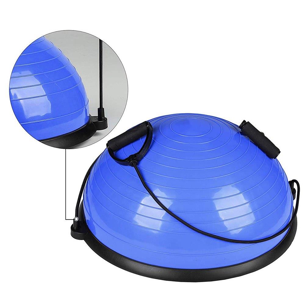 Minge fitness pentru echilibru, cu extensoare si pompa inclusa, 200kg, 57x25cm, albastru