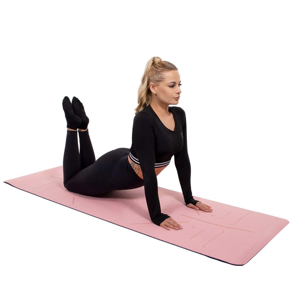 Saltea pentru antrenament, yoga, fitness, aerobic, pilates, exercitii la sol, 183x61cm, roz