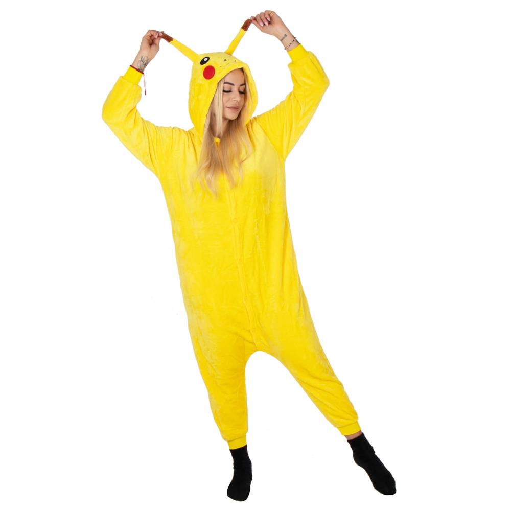 Pijama tip salopeta pentru adulti, model Pikachu, marime S