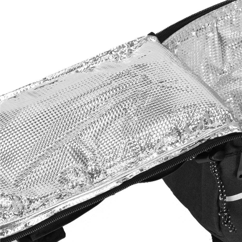 Geanta portbagaj bicicleta, 1 compartiment si 2 buzunare laterale, 38x14x16cm, negru cu elemente reflectorizante gri