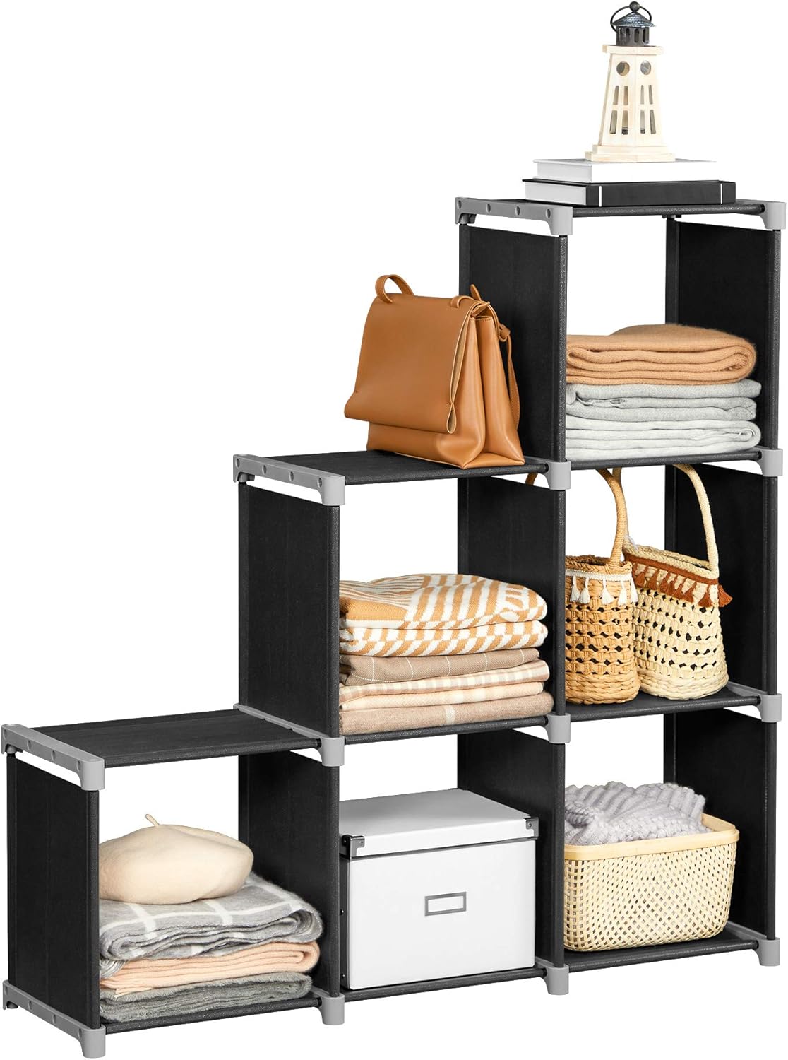 SONGMICS Organizator modular textil, multifunctional, pentru depozitare, negru - 9