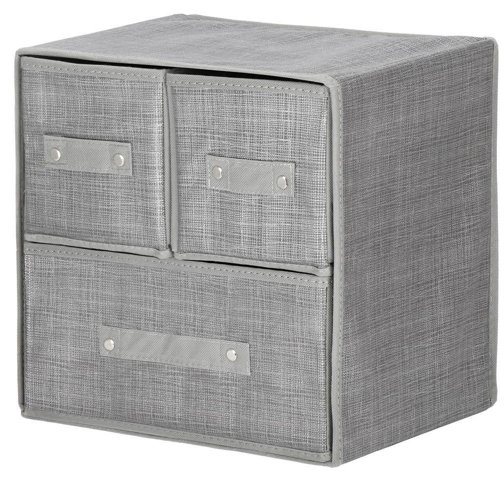 Organizator dulap tip lada cu 3 sertare, Sersimo, gri