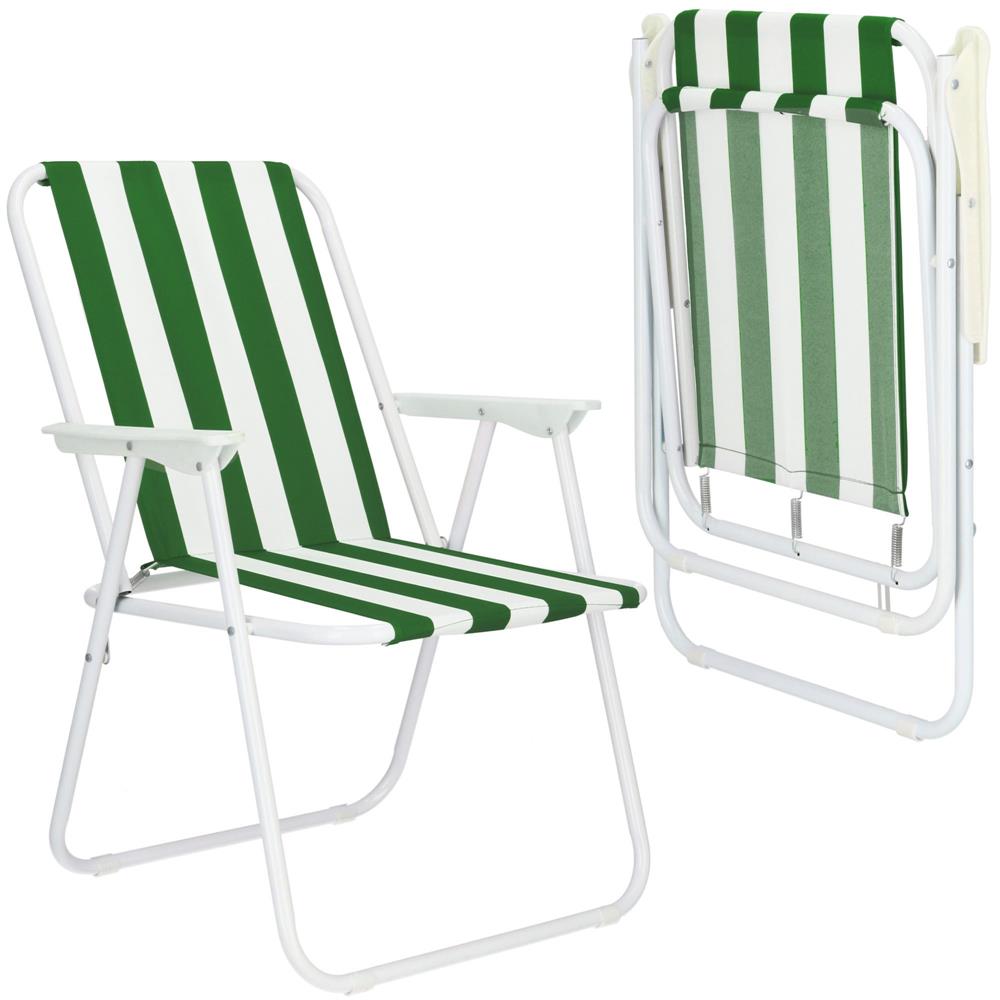 Scaun de plaja Sersimo GC051, pliabil, 100kg, 52x74cm, alb verde