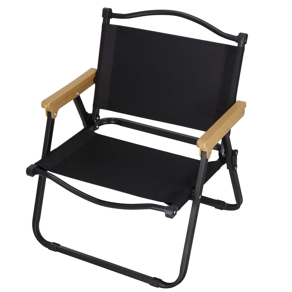 Scaun metalic plabil pentru gradina, camping sau plaja, 50x53x61cm, negru