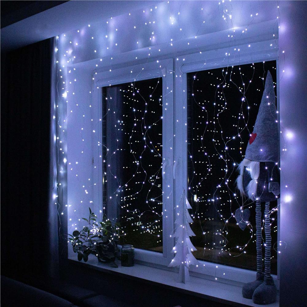 Ghirlanda luminoasa tip perdea 200 LED-uri, 2x2m, pentru interior, alimentare USB, alb