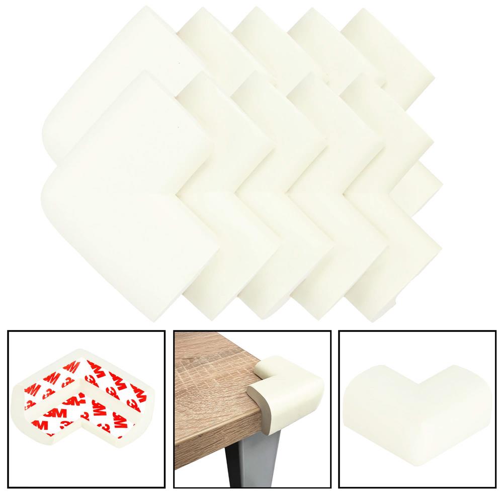 Set 10 protectii colturi pentru siguranta copii, 60x35mm, spuma EPE, crem
